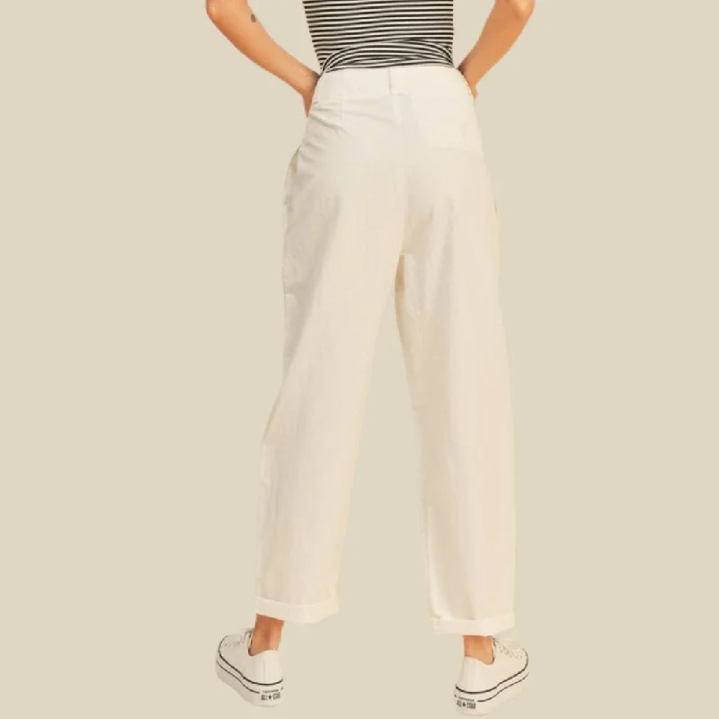 Cotton Highwaisted Trousers (White)